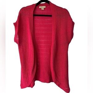 Coldwater Creek Salmon Pink Cap Sleeve Women's Open Front Cardigan size Medium